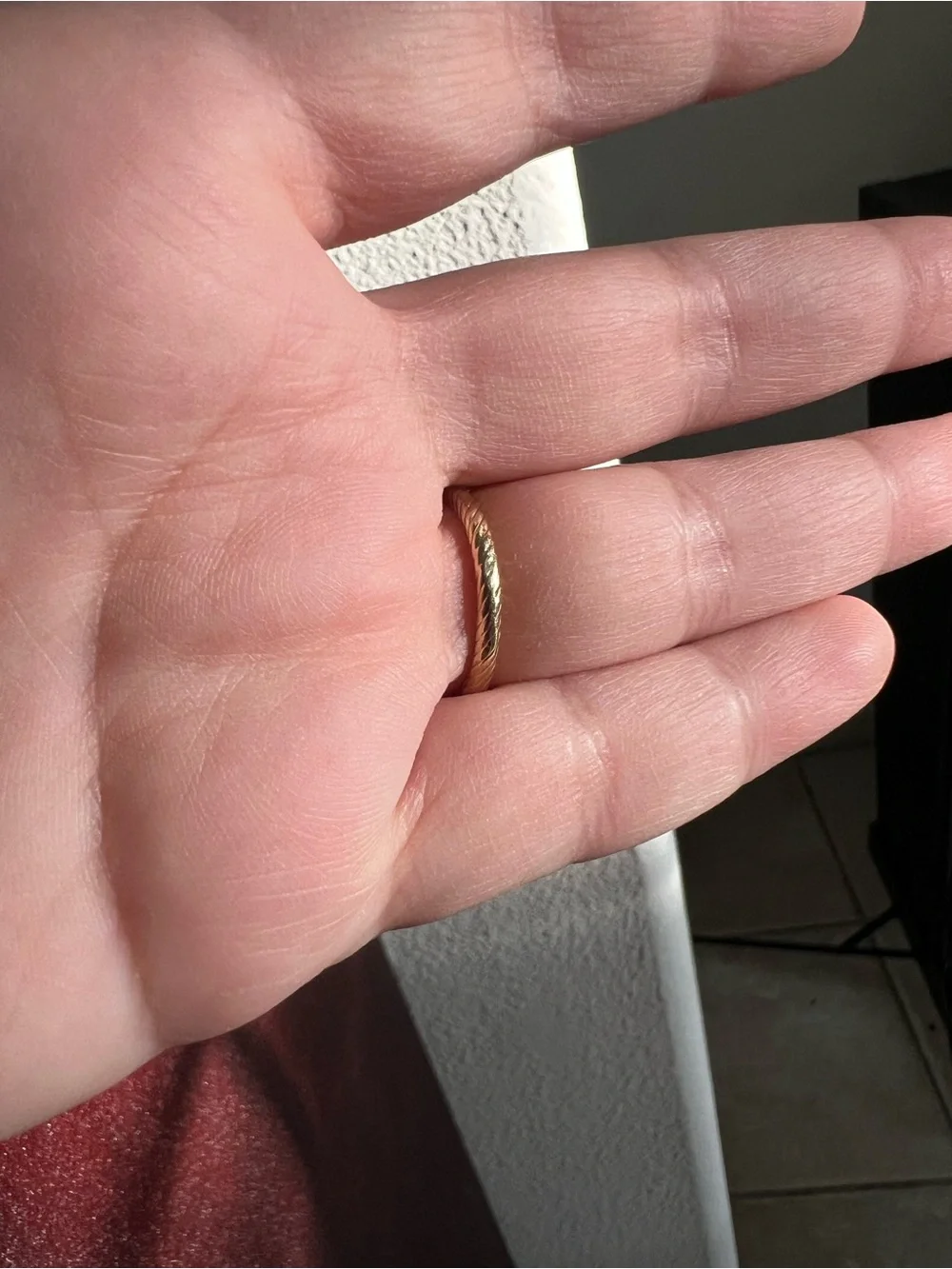 10k solid gold rope twist stacker ring